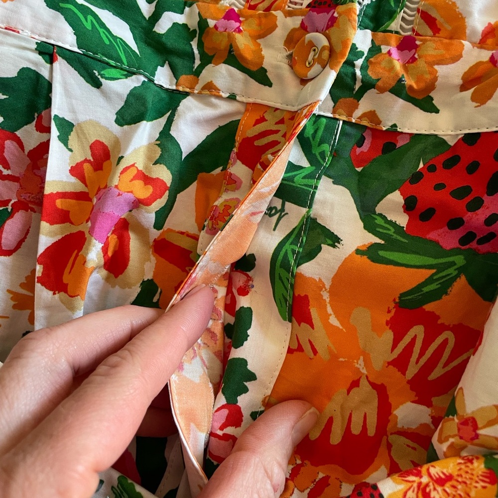 FARM Rio White Floral Cotton Romper with Pink, Orange & Green Florals - Picture 9 of 13